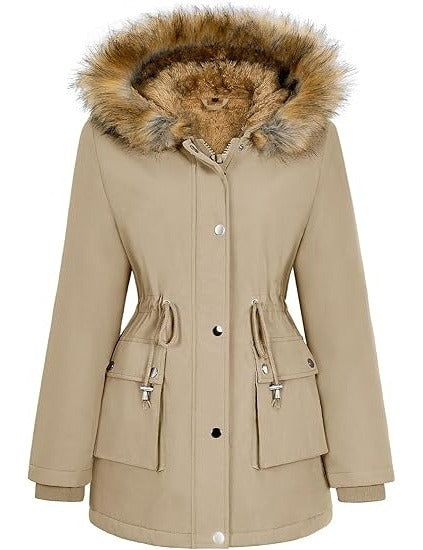 Women’s Winter Puffer Coat with Fur Hood
