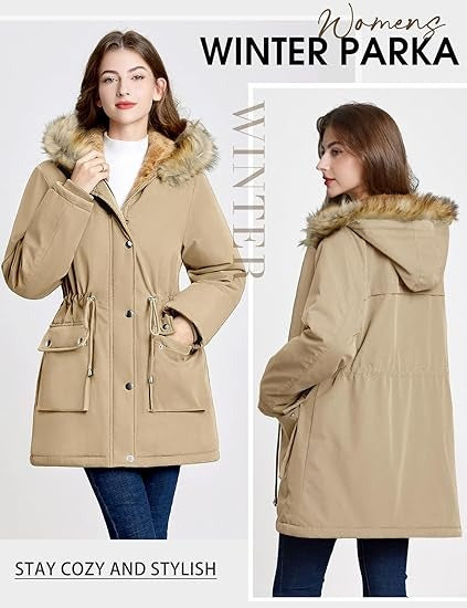 Women’s Winter Puffer Coat with Fur Hood