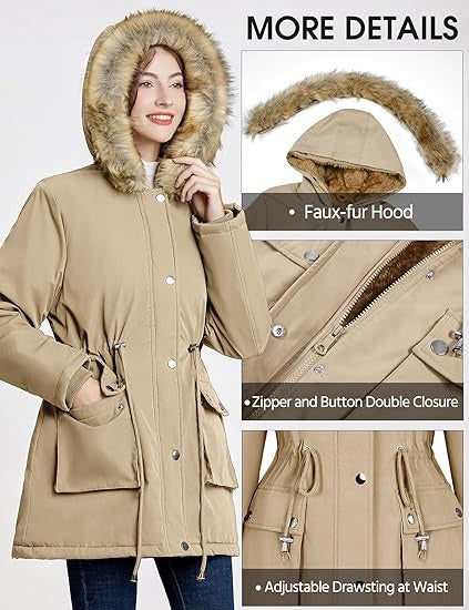 Women’s Winter Puffer Coat with Fur Hood