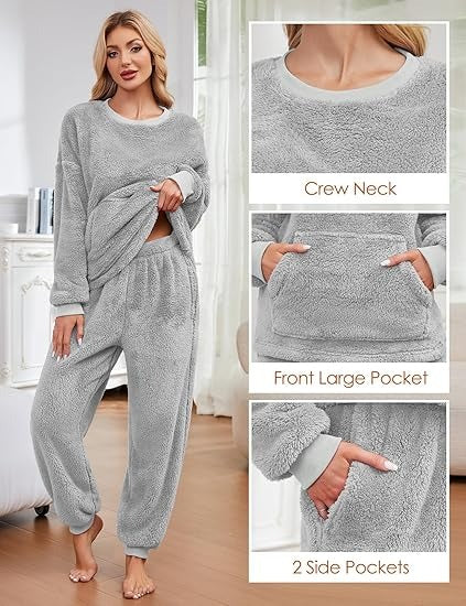 Women’s Fleece Pajama Set – 2-Piece Long Sleeve