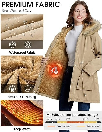 Women’s Winter Puffer Coat with Fur Hood