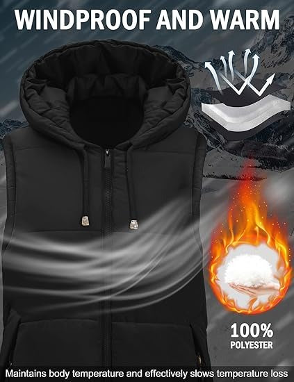 Women’s Long Puffer Vest with Hood
